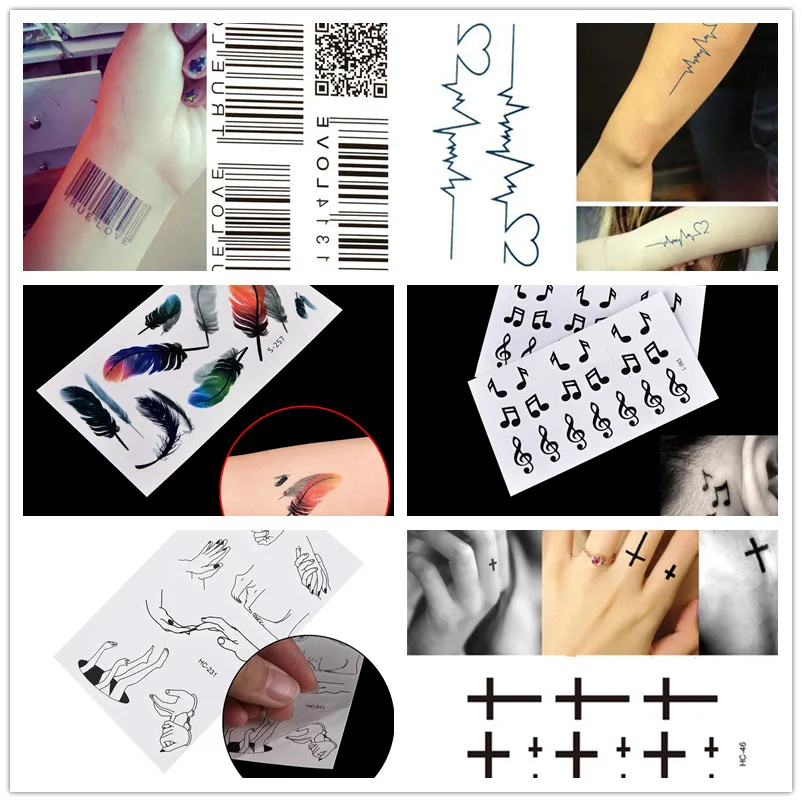 1pc Tattoo Sticker Body Art Tattoo Water Transfer Feather Music Note Cross Barcode Temporary Waterproof Tattoo Sticker
1pc Tattoo Sticker Body Art Tattoo Water Transfer Feather Music Note Cross Barcode Temporary Waterproof Tattoo Sticker