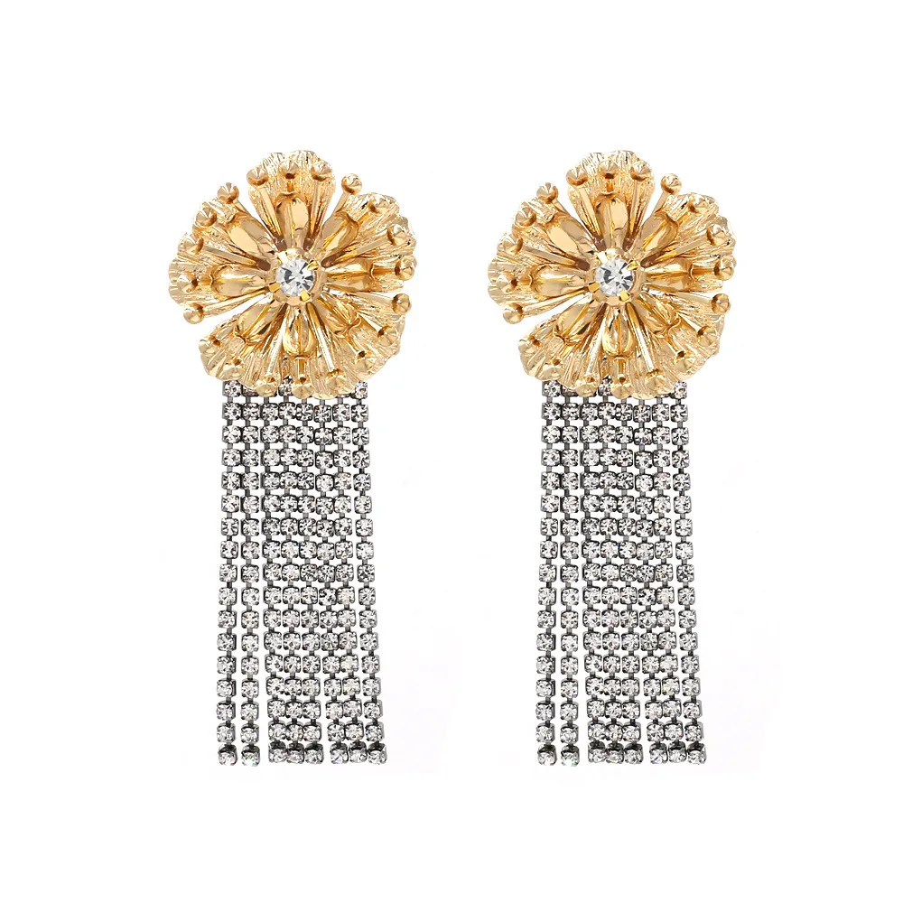 Metal Rhinestones Flower Tassel Earrings High-quality Fashion Trend Drop Earring Wholesale Jewelry For Women True Beauty
Metal Rhinestones Flower Tassel Earrings High-quality Fashion Trend Drop Earring Wholesale Jewelry For Women True Beauty