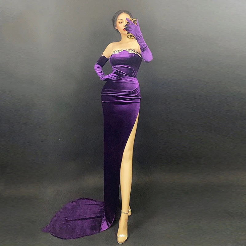 Car Model Clothes Women Singer Stage Costume Purple Rhinestone Velet Dress Birthday Celebrate Festival Evening Dresses VDB4406
Car Model Clothes Women Singer Stage Costume Purple Rhinestone Velet Dress Birthday Celebrate Festival Evening Dresses VDB4406