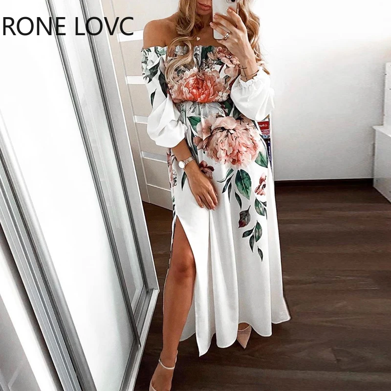 Women Off Shoulder Floral Print Off Shoulder High Slit Maxi Dress Bodycon Party Dress
Women Off Shoulder Floral Print Off Shoulder High Slit Maxi Dress Bodycon Party Dress
