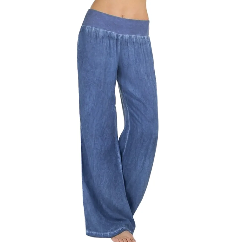 Women Yoga Pants Casual Trousers Casual High Waist Elasticity Denim Wide Leg Palazzo Pants Jeans Sports Fitness Running Trousers
Women Yoga Pants Casual Trousers Casual High Waist Elasticity Denim Wide Leg Palazzo Pants Jeans Sports Fitness Running Trousers