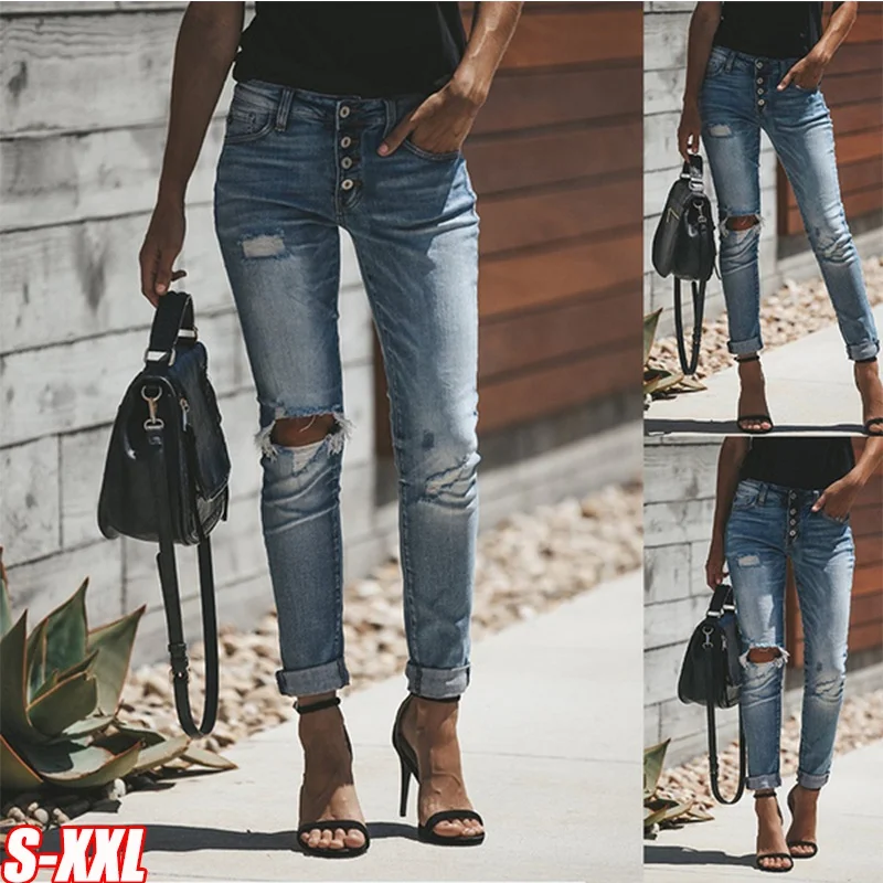 Vintage Distressed Light-colored Stretch Hole Mid-high Waist Womens Jeans Pants Trousers
Vintage Distressed Light-colored Stretch Hole Mid-high Waist Womens Jeans Pants Trousers