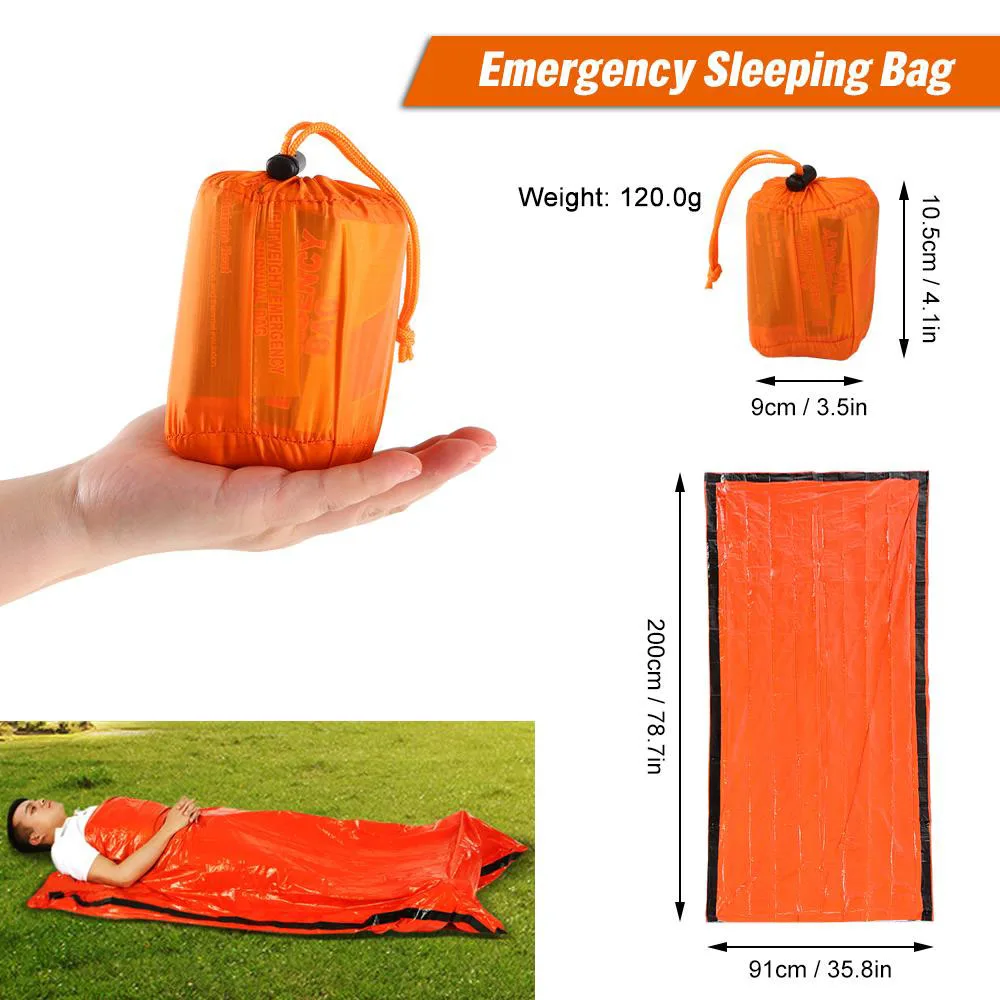Outdoor Bivy Emergency Sleeping Bag Survival Blanket Kit Body Thermal Portable Waterproof Camping Hiking Emergency Sack Mylar O
Outdoor Bivy Emergency Sleeping Bag Survival Blanket Kit Body Thermal Portable Waterproof Camping Hiking Emergency Sack Mylar O