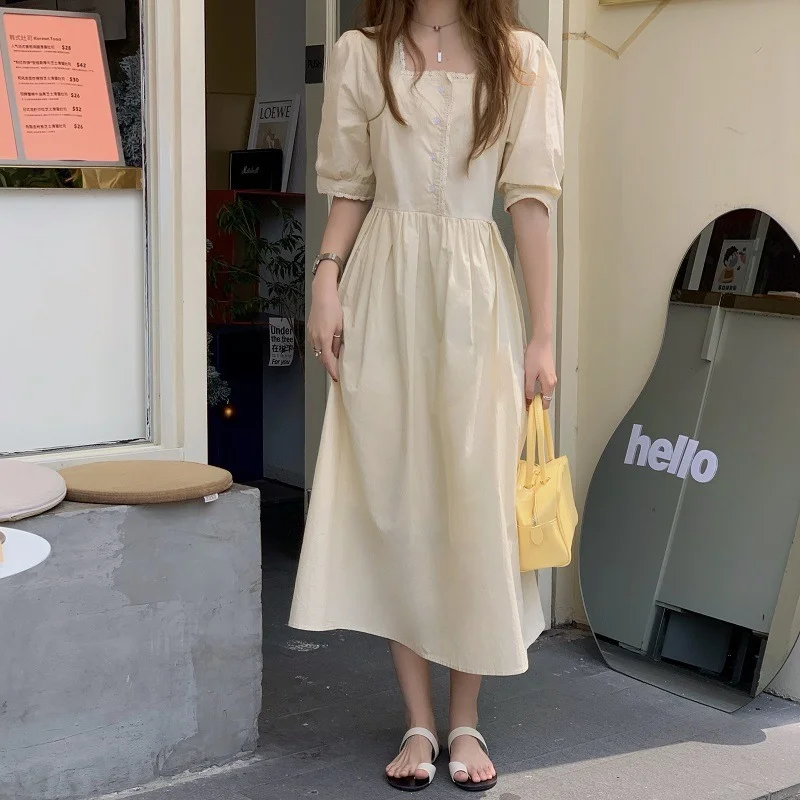 2021 New High Waist Dress French Retro Dress Square Neck Bubble Short Sleeve Dress Summer Slim Mid-length Dress
2021 New High Waist Dress French Retro Dress Square Neck Bubble Short Sleeve Dress Summer Slim Mid-length Dress