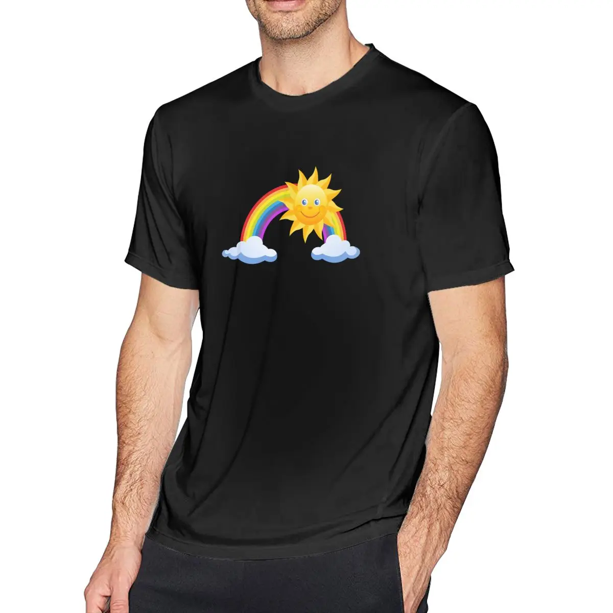 2020 Новая мужская летняя футболка Радуга солнце Облака шаблон с коротким рукавом