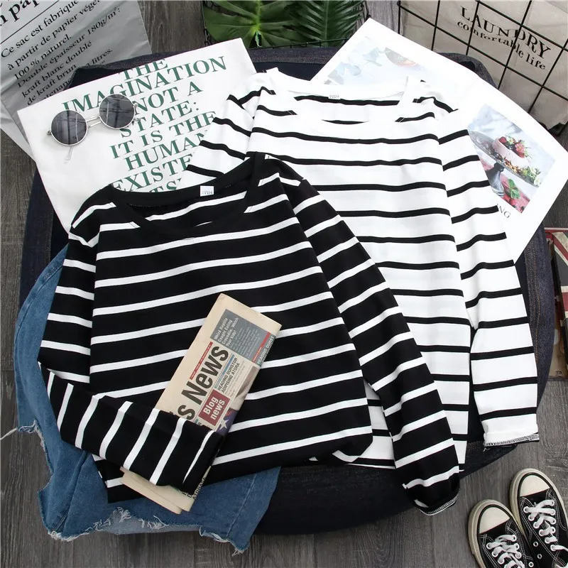 Women's Classic Striped Loose Round Neck Summer Long-Sleeved Casual Simple All-Match T-Shirt Bottoming Shirt With XXL
Women's Classic Striped Loose Round Neck Summer Long-Sleeved Casual Simple All-Match T-Shirt Bottoming Shirt With XXL
