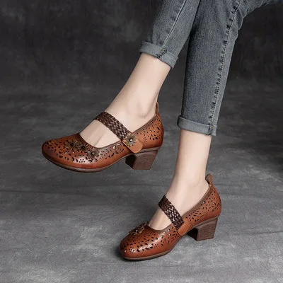 hollowed-out summer flowers Jiezhu Shanghai head layer cowhide high-heeled sandals Velcro polished green retro color women's sho
hollowed-out summer flowers Jiezhu Shanghai head layer cowhide high-heeled sandals Velcro polished green retro color women's sho