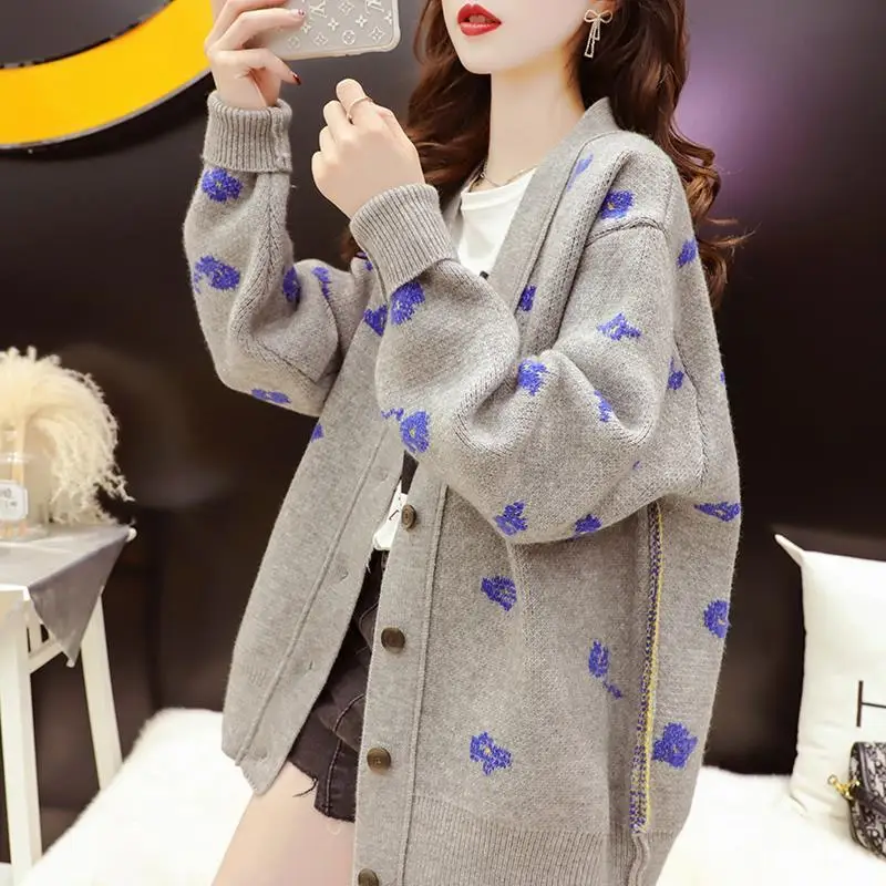 2021 spring new cardigan loose large size long lazy wind knitted coat women
2021 spring new cardigan loose large size long lazy wind knitted coat women