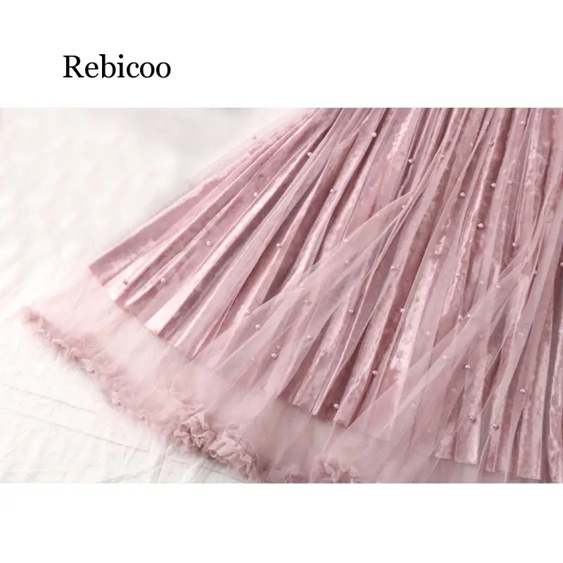Fashion Beading Tulle Velvet Skirt Women 2020 Spring Elegant Long Maxi Skirt Female High Waist Pleated Girls Skirt
Fashion Beading Tulle Velvet Skirt Women 2020 Spring Elegant Long Maxi Skirt Female High Waist Pleated Girls Skirt