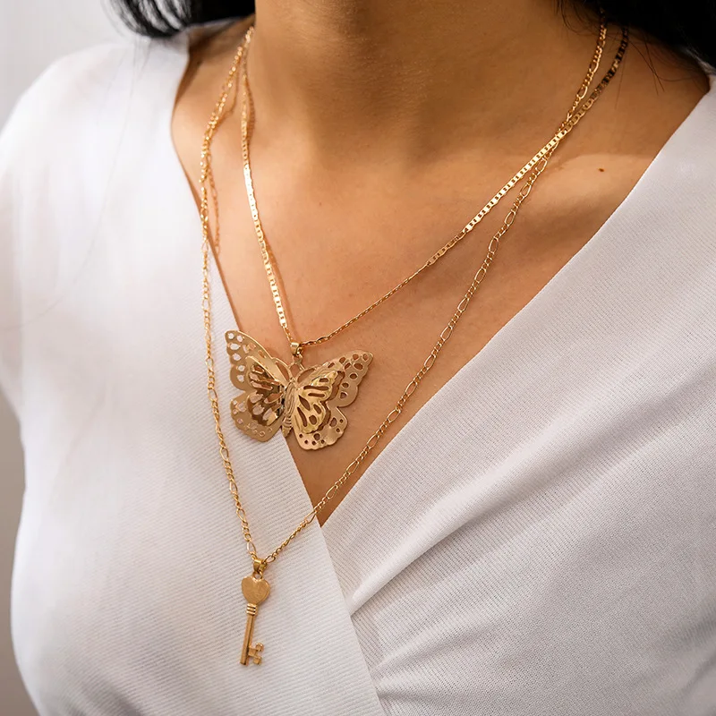 Butterfly Key Pendant Necklace Women's Neck Pendant With Stone Simple Stainless Steel Pendants for Lenses Couple Gift Fashion
Butterfly Key Pendant Necklace Women's Neck Pendant With Stone Simple Stainless Steel Pendants for Lenses Couple Gift Fashion