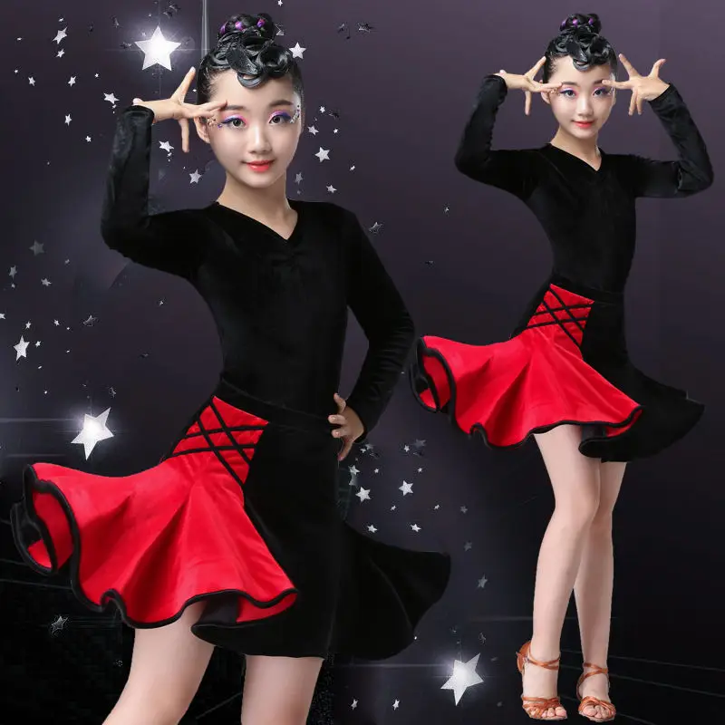 Children's Latin dance practice bodycon red prom Dress Girls' autumn long sleeve performance Dress Girls' Velvet sexy costumes
Children's Latin dance practice bodycon red prom Dress Girls' autumn long sleeve performance Dress Girls' Velvet sexy costumes