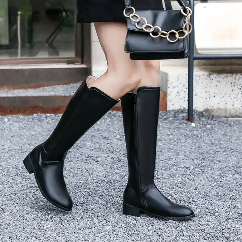SIMLOVEYO 2019 Winter Autumn Round toe Low heel Zipper Pu leather Black White Ridding boots Large size 43 Booties mujer B1533
SIMLOVEYO 2019 Winter Autumn Round toe Low heel Zipper Pu leather Black White Ridding boots Large size 43 Booties mujer B1533