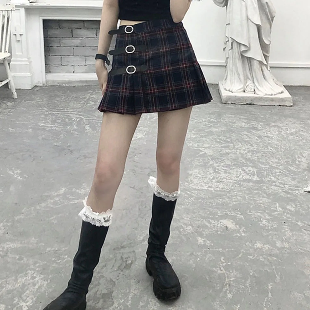Japanese Harajuku Women Streetwear Skirt Gothic Punk Style High Waist Female Saias Black Gray Mini Pleated Skirt
Japanese Harajuku Women Streetwear Skirt Gothic Punk Style High Waist Female Saias Black Gray Mini Pleated Skirt