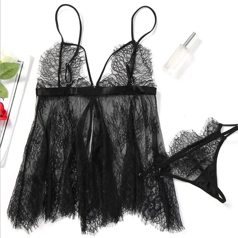 Sexy lingerie lacy sexy before buckle ladies open shift pajamas suspenders perspective eyelash nightdress suit
Sexy lingerie lacy sexy before buckle ladies open shift pajamas suspenders perspective eyelash nightdress suit