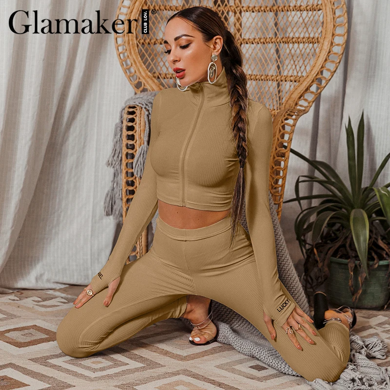 Glamaker Long sleeve turtleneck Two-piece suit Casual fashion embroidery letter print sportwear sets Women winter autumn suits
Glamaker Long sleeve turtleneck Two-piece suit Casual fashion embroidery letter print sportwear sets Women winter autumn suits