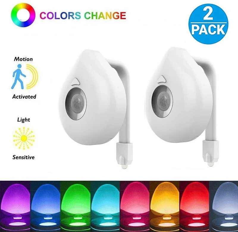 New Home 2pcs Night Light Motion Activated 8 Color Changing Led Toilet Seat Light Motion Sensor Toilet Bowl Light
New Home 2pcs Night Light Motion Activated 8 Color Changing Led Toilet Seat Light Motion Sensor Toilet Bowl Light