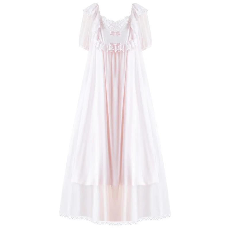 Short sleeve nightdress lady summer modal Lace Princess sweet square collar court style pajamas loose outside home clothes
Short sleeve nightdress lady summer modal Lace Princess sweet square collar court style pajamas loose outside home clothes