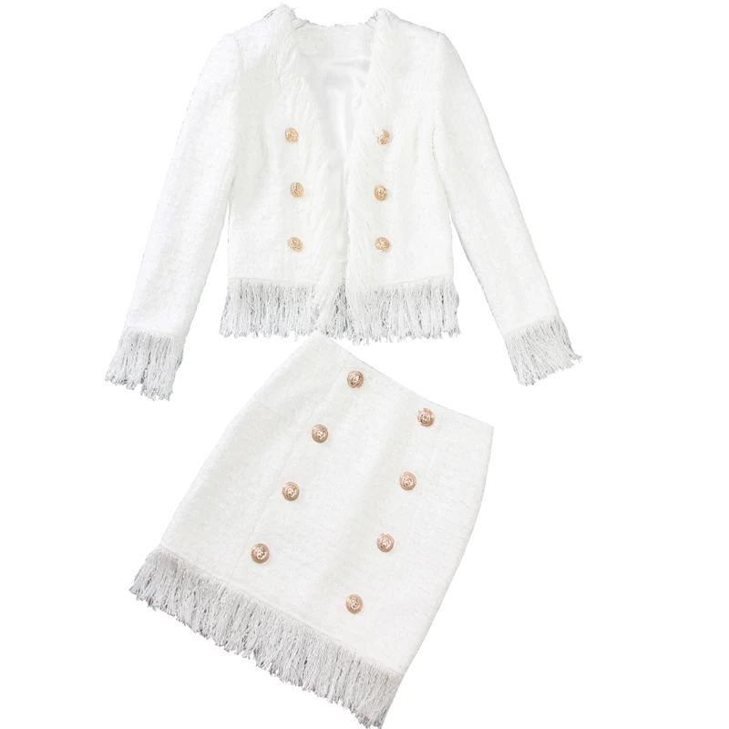 New with small fragrance and slim temperament high end customized bright silk wool fringe suit
New with small fragrance and slim temperament high end customized bright silk wool fringe suit