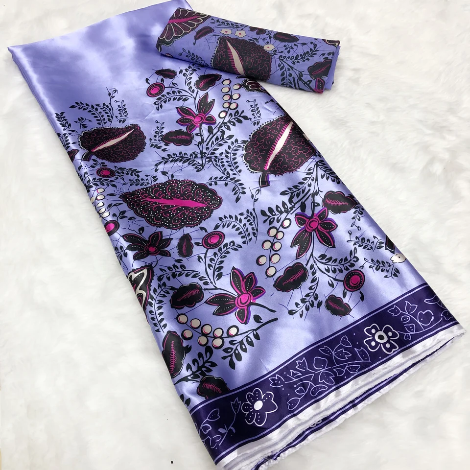

Африканская атласная лента, Шелковый материал, модный Африканский атласный принт, шелковая восковая ткань для женского платья 4 ярда + 2 ярда...