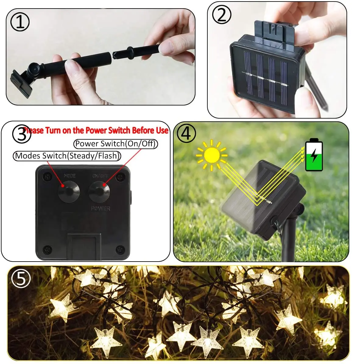 5M 10M 20 50leds Solar Star String Lights Outdoor Waterproof Christmas Fairy Light Decorative for Garden Patio Landscape Trees
5M 10M 20 50leds Solar Star String Lights Outdoor Waterproof Christmas Fairy Light Decorative for Garden Patio Landscape Trees