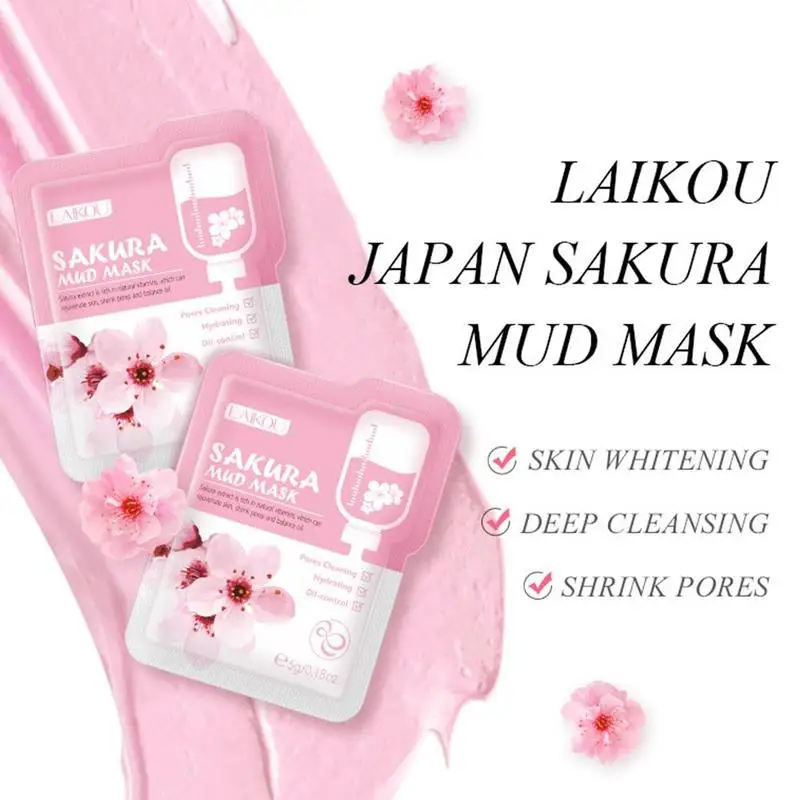 5Pcs Sakura Mud Face Mask Deep Cleaning Shrink Pores Care Whitening Remover Skin Moisturizing Blackhead Skin Oil Control B1P0
5Pcs Sakura Mud Face Mask Deep Cleaning Shrink Pores Care Whitening Remover Skin Moisturizing Blackhead Skin Oil Control B1P0