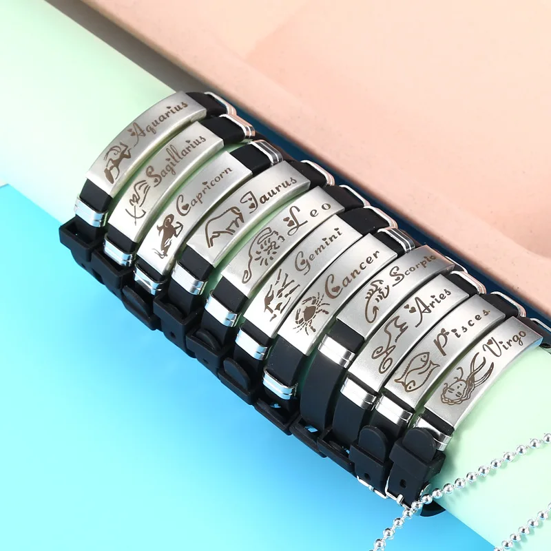 New Adjustable Twelve Constellation Men's Couple Bracelet Sand Surface Simple Multi-Color Optional Silicone Bracelet
New Adjustable Twelve Constellation Men's Couple Bracelet Sand Surface Simple Multi-Color Optional Silicone Bracelet