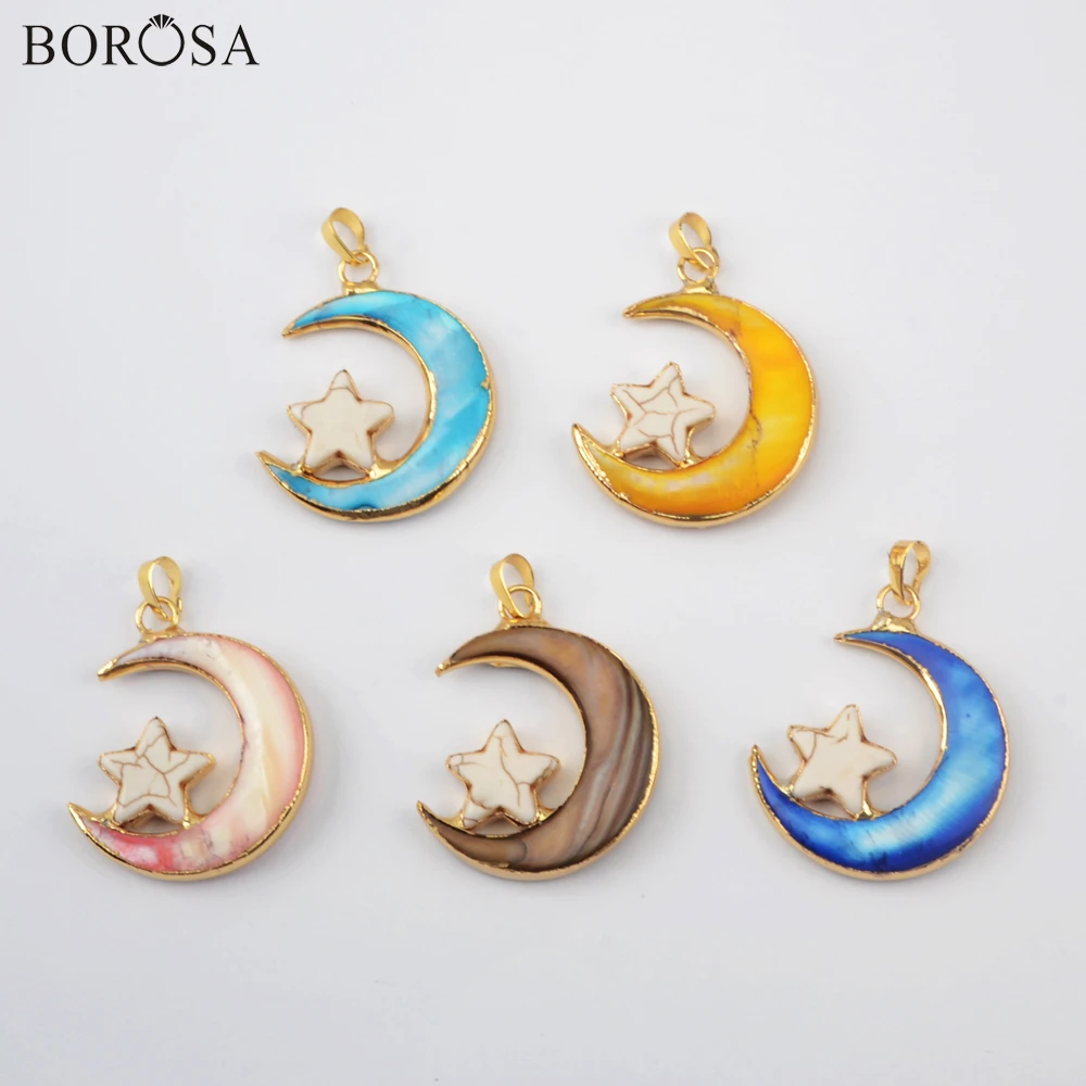 BOROSA New Crescent&Star Natural Seashell Howlite Pendants for Necklace Fashion Colorful Natural Shell Charms Jewelry 2020 G1955
BOROSA New Crescent&Star Natural Seashell Howlite Pendants for Necklace Fashion Colorful Natural Shell Charms Jewelry 2020 G1955