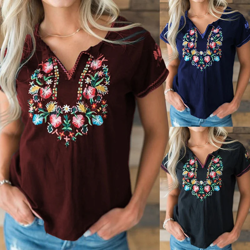 Vintage Floral Print Shirt Ethnic Style Women V Neck Retro Linen T Shirt Short Sleeve Fit Casual Tops Elegant Shirt 2021 Summer
Vintage Floral Print Shirt Ethnic Style Women V Neck Retro Linen T Shirt Short Sleeve Fit Casual Tops Elegant Shirt 2021 Summer