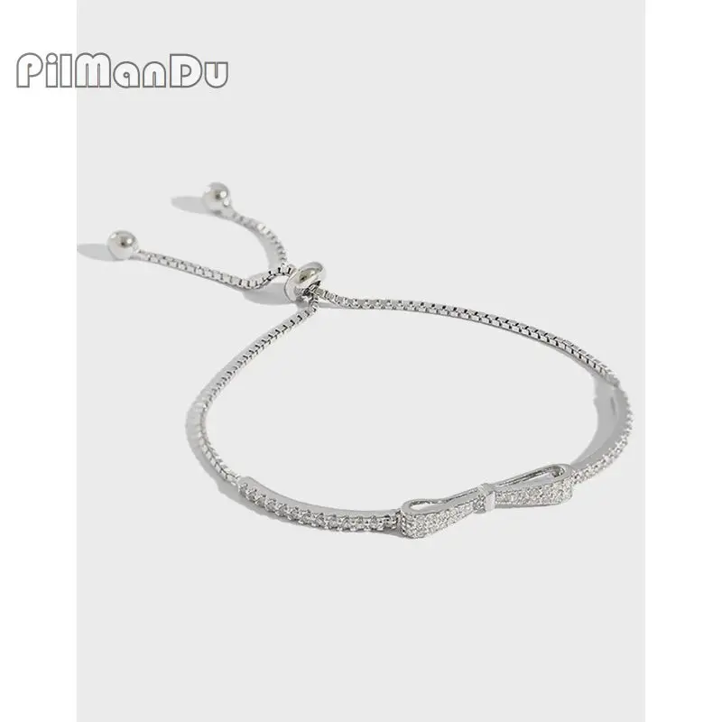 PilManDu S925 Sterling Silver Bracelet INS Zircon Adjustable Bead Chain Bracelet Female Bowknot Ornaments Fine Jewelry
PilManDu S925 Sterling Silver Bracelet INS Zircon Adjustable Bead Chain Bracelet Female Bowknot Ornaments Fine Jewelry