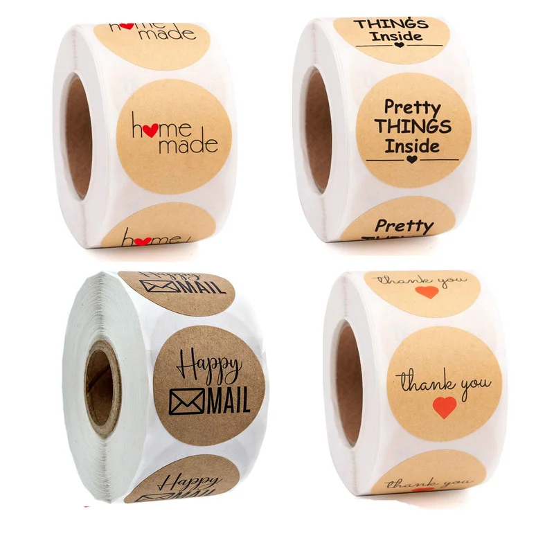 500PCS2.5CM Kraft Paper Roll Sticker Thank You Sticker Happy Mail Sticker Baking Handmade Love Envelope Decoration
500PCS2.5CM Kraft Paper Roll Sticker Thank You Sticker Happy Mail Sticker Baking Handmade Love Envelope Decoration