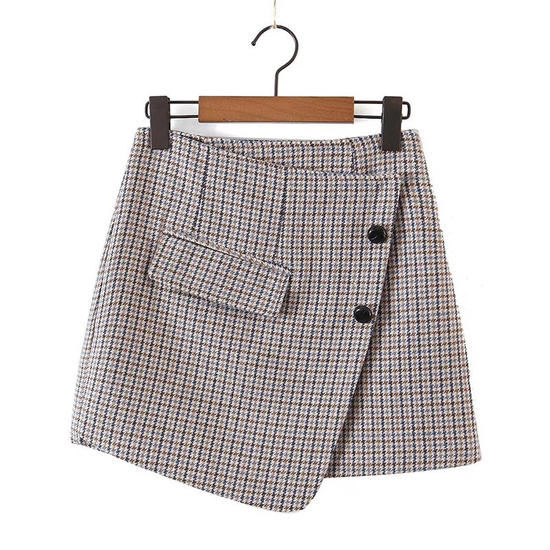 YENKYE Women Vintage Plaid Woolen Asymmetric Mini Skirt Side Zipper High Waist Faldas Mujer Winter Office Ladies Suits Skirts
YENKYE Women Vintage Plaid Woolen Asymmetric Mini Skirt Side Zipper High Waist Faldas Mujer Winter Office Ladies Suits Skirts