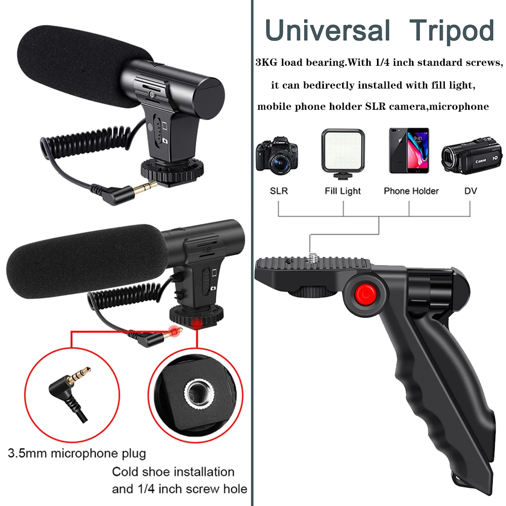 Professional Smartphone Vlog Shooting Kits with Microphone LED Light Camera Tripod Holder for Live Photography YouTube Recording
Professional Smartphone Vlog Shooting Kits with Microphone LED Light Camera Tripod Holder for Live Photography YouTube Recording