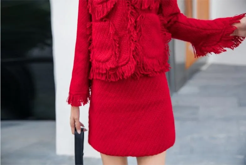 Suitlionbutf 2020 Elegant Red 2 Piece Outfits Set Women Taseel Pocket Long Sleeve Short Coat Mini Skirt Office Ladies Skirt Sets
Suitlionbutf 2020 Elegant Red 2 Piece Outfits Set Women Taseel Pocket Long Sleeve Short Coat Mini Skirt Office Ladies Skirt Sets
