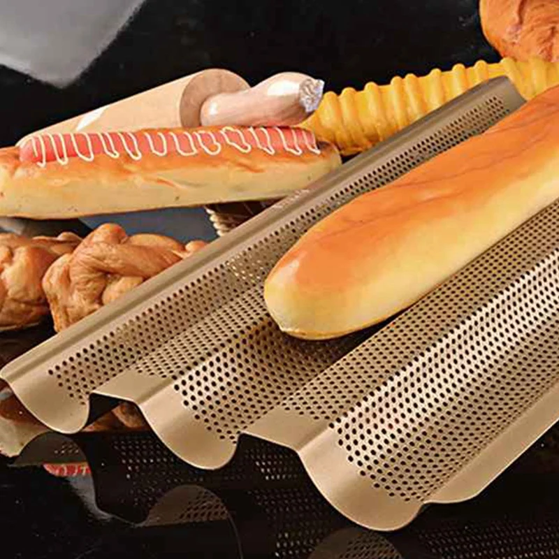 Kitchen Baking Tray Non Stick Home French Bread Perforated Oven DIY Bakeware Wave Baguette Mold Pan Loaf
Kitchen Baking Tray Non Stick Home French Bread Perforated Oven DIY Bakeware Wave Baguette Mold Pan Loaf