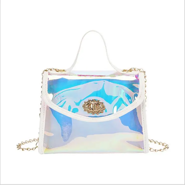 Fashion Women Handbag Transparent PVC Laser Crossbody Bag Shinny Holographic Shoulder Messenger Totel Bag With Chain Strap
Fashion Women Handbag Transparent PVC Laser Crossbody Bag Shinny Holographic Shoulder Messenger Totel Bag With Chain Strap