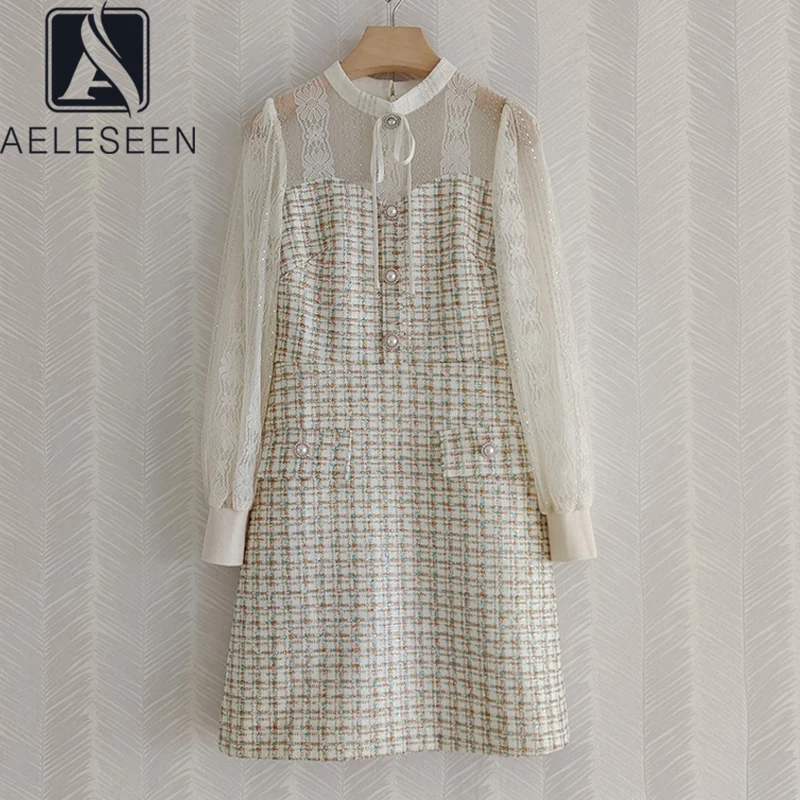 AELESEEN Office Ladies Autumn New Arrival Dress Runway Fashion Lace Plaid Print Bow Pearls Elegant Knee-Length Dress
AELESEEN Office Ladies Autumn New Arrival Dress Runway Fashion Lace Plaid Print Bow Pearls Elegant Knee-Length Dress