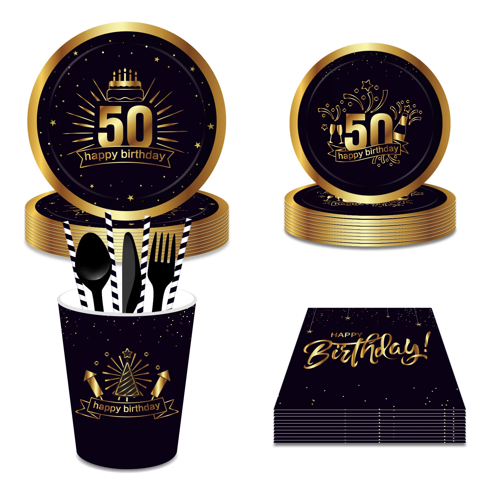 New Adult Older 50th Black Gold Luxury Cake Flames Theme Happy Birthday Party Disposable Tableware Sets Plates Cups Tissues
New Adult Older 50th Black Gold Luxury Cake Flames Theme Happy Birthday Party Disposable Tableware Sets Plates Cups Tissues