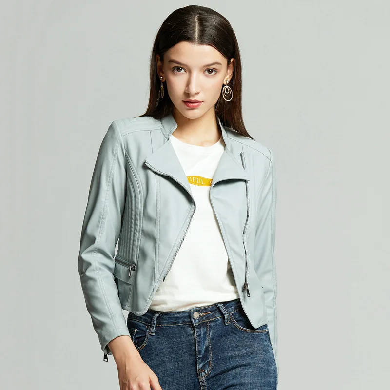 Brand Spring Autumn Women's Short Faux Leather Jacket Street Fashion Simple Slim PU Coat Female Motorcycle Jackets vrouwen jas
Brand Spring Autumn Women's Short Faux Leather Jacket Street Fashion Simple Slim PU Coat Female Motorcycle Jackets vrouwen jas