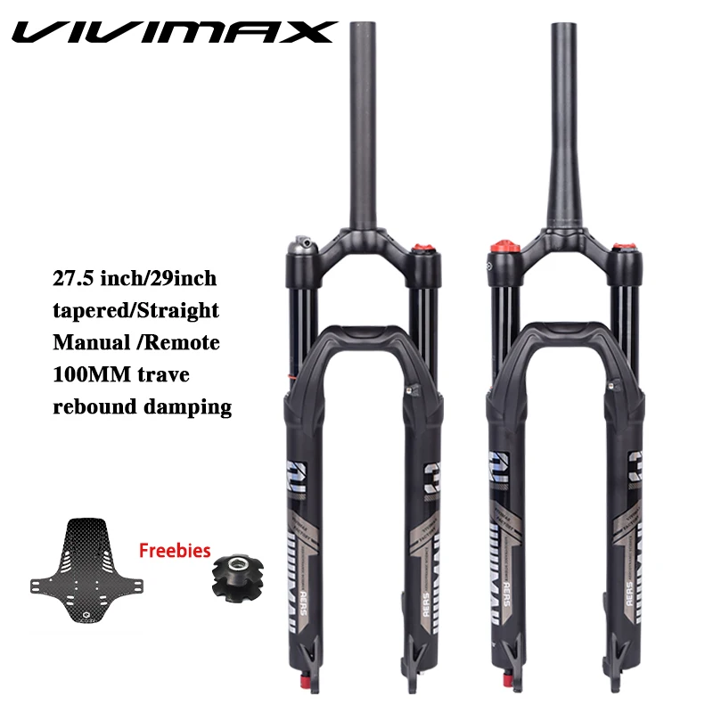 VIVIMAX Bike Fork Solo Air with Rebound Adjustment MTB front Suspension 26/27.5/29er Straight/Tapered Tube Lockout Bicycle QR
VIVIMAX Bike Fork Solo Air with Rebound Adjustment MTB front Suspension 26/27.5/29er Straight/Tapered Tube Lockout Bicycle QR