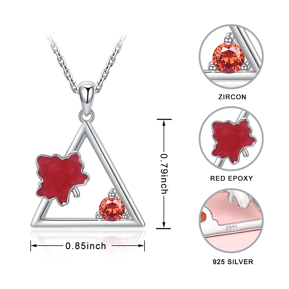 925 Sterling Silver triangle Maple Leaf WIth Red Enamel Chain Pendant Necklace Fashion Jewelry For Women autumn Gifts Free Ship
925 Sterling Silver triangle Maple Leaf WIth Red Enamel Chain Pendant Necklace Fashion Jewelry For Women autumn Gifts Free Ship
