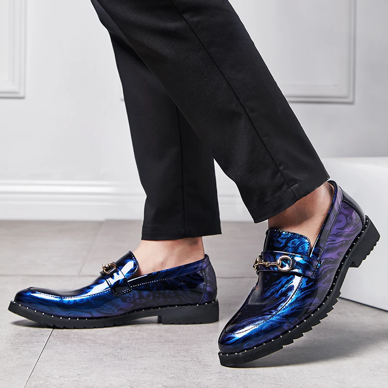 SEGGNICE Sexy Party Men Leather Shoes 2020 Formal Wedding Dress Shoes Fashion Male New Design Men Round Toe Shoes Summer