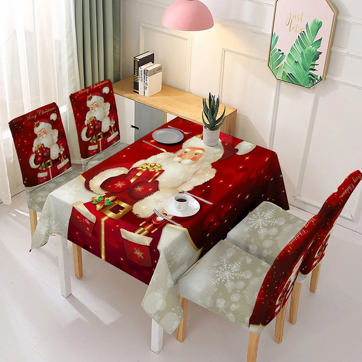 Tablecloth and Chair Covers Set Santa Printed for Christmas Decoration Tablecloths Table Cover Navidad Decoraciones Nappe Noel
Tablecloth and Chair Covers Set Santa Printed for Christmas Decoration Tablecloths Table Cover Navidad Decoraciones Nappe Noel