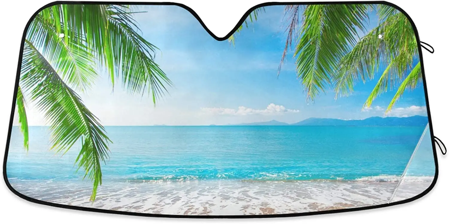 Car sunshade Tropical Beach and Palm Tree Car Windshield Sun Shade Blocks UV Rays Sun Visor Protector Foldable Sun
Car sunshade Tropical Beach and Palm Tree Car Windshield Sun Shade Blocks UV Rays Sun Visor Protector Foldable Sun