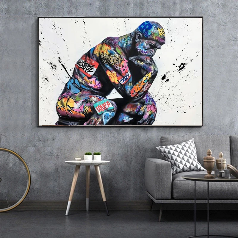 Thinker Man Graffiti Art Paintings on the Wall Art Posters and Prints Portrait of Think Canvas Pictures For Living Room Cuadros
Thinker Man Graffiti Art Paintings on the Wall Art Posters and Prints Portrait of Think Canvas Pictures For Living Room Cuadros