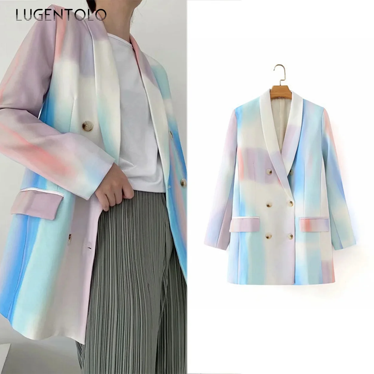 Simple Blazer Women Fashion Autumn Gradient Loose Suits Lady Casual Notched Pocket Double Breasted Spring Blazers Lugentolo
Simple Blazer Women Fashion Autumn Gradient Loose Suits Lady Casual Notched Pocket Double Breasted Spring Blazers Lugentolo