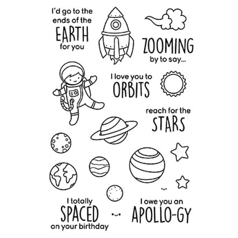 Spaced Out Transparent Silicone Clear Stamp/Seal for DIY scrapbooking/photo album Decorative Cards Making Paper Crafts 
Spaced Out Transparent Silicone Clear Stamp/Seal for DIY scrapbooking/photo album Decorative Cards Making Paper Crafts