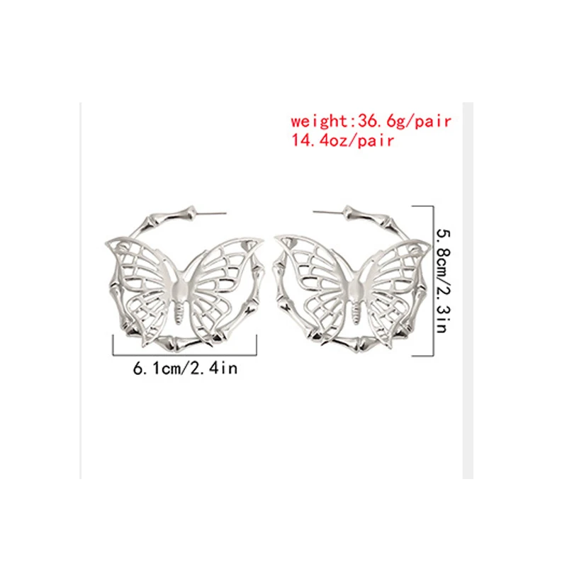 Women Exaggerated Hollow Butterfly Earrings Silver Color C-Shaped Design Fashion Party Jewelry Accessoriesewelry Gift
Women Exaggerated Hollow Butterfly Earrings Silver Color C-Shaped Design Fashion Party Jewelry Accessoriesewelry Gift