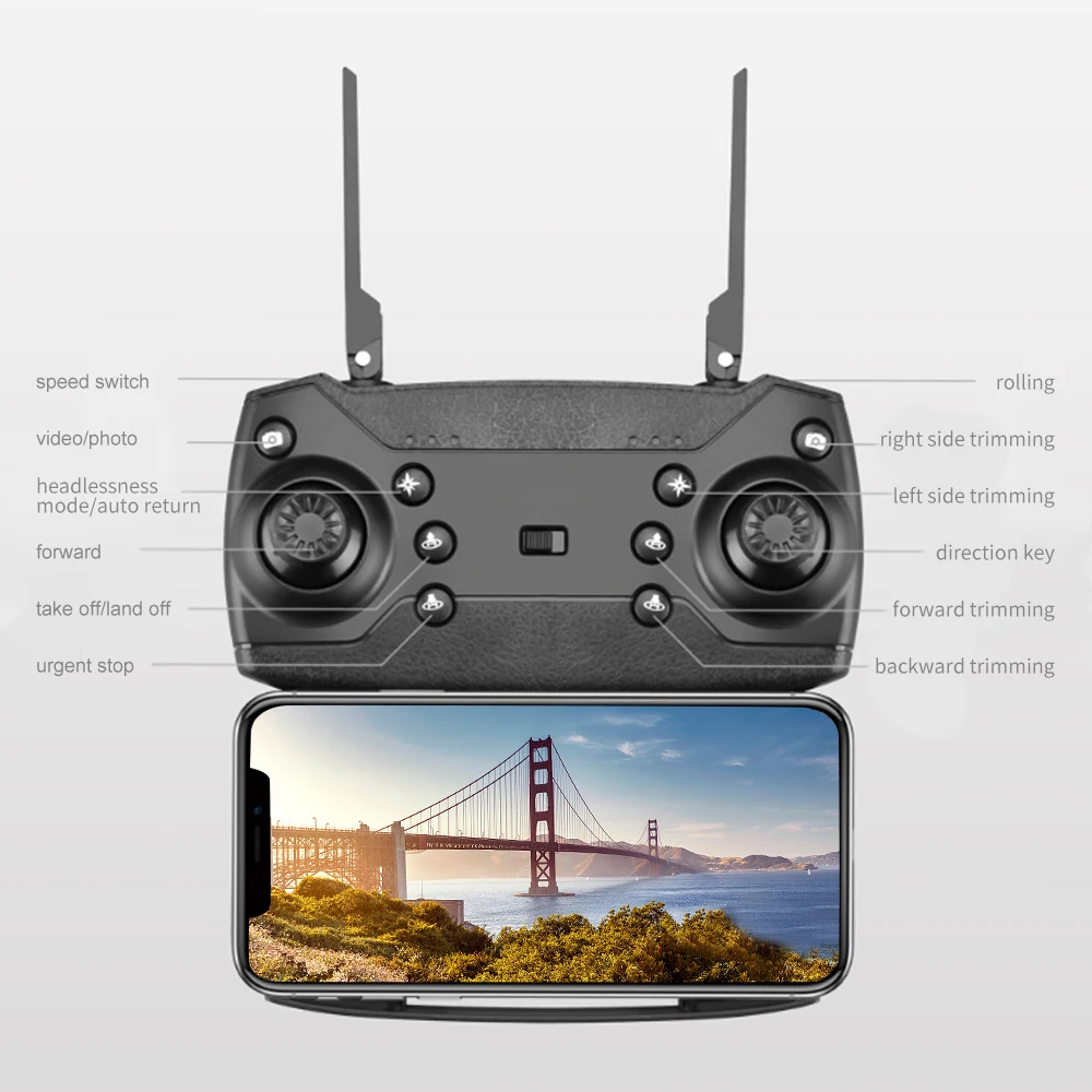 E525 Drone WIFI FPV RC Quadcopter With Wide Angle 4K Camera Height Hold RC Foldable Quadcopter Dron Gift Toy
E525 Drone WIFI FPV RC Quadcopter With Wide Angle 4K Camera Height Hold RC Foldable Quadcopter Dron Gift Toy