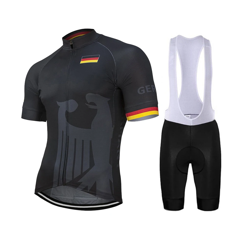 2020 Германия мужской летний черный комплект из Джерси для велоспорта топы езды на