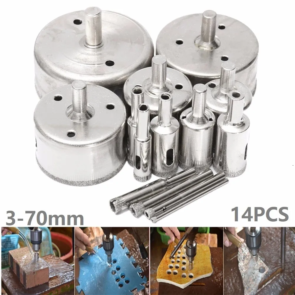 14pcs 3-70mm Diamond Drill Bits Coated Core Hole Opener Saw Cutting For Glass Tile Marble Tiles Drilling Woodworking Power Tool
14pcs 3-70mm Diamond Drill Bits Coated Core Hole Opener Saw Cutting For Glass Tile Marble Tiles Drilling Woodworking Power Tool